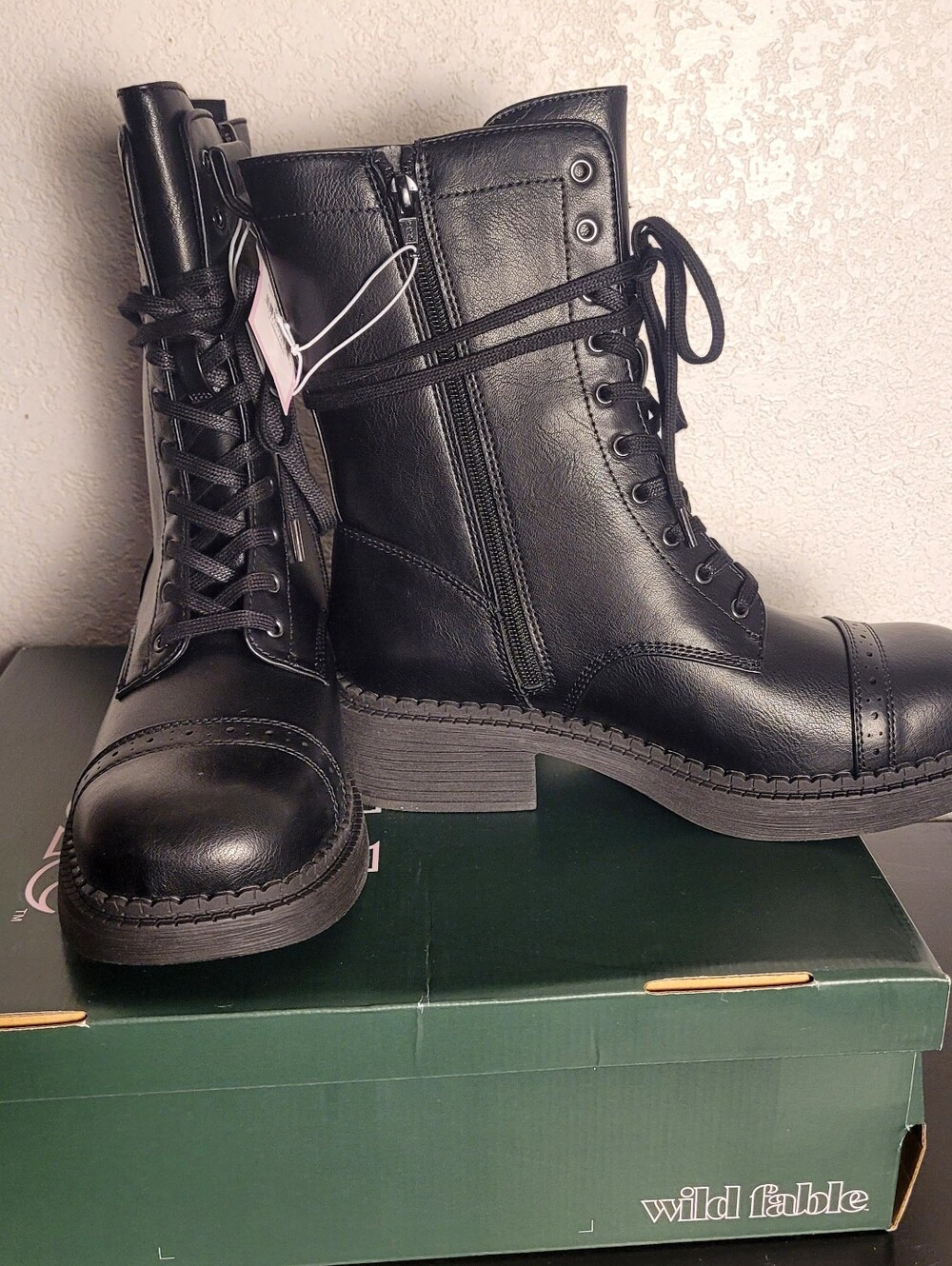 Wild Fable Black Lace-Up Combat Boots for Women